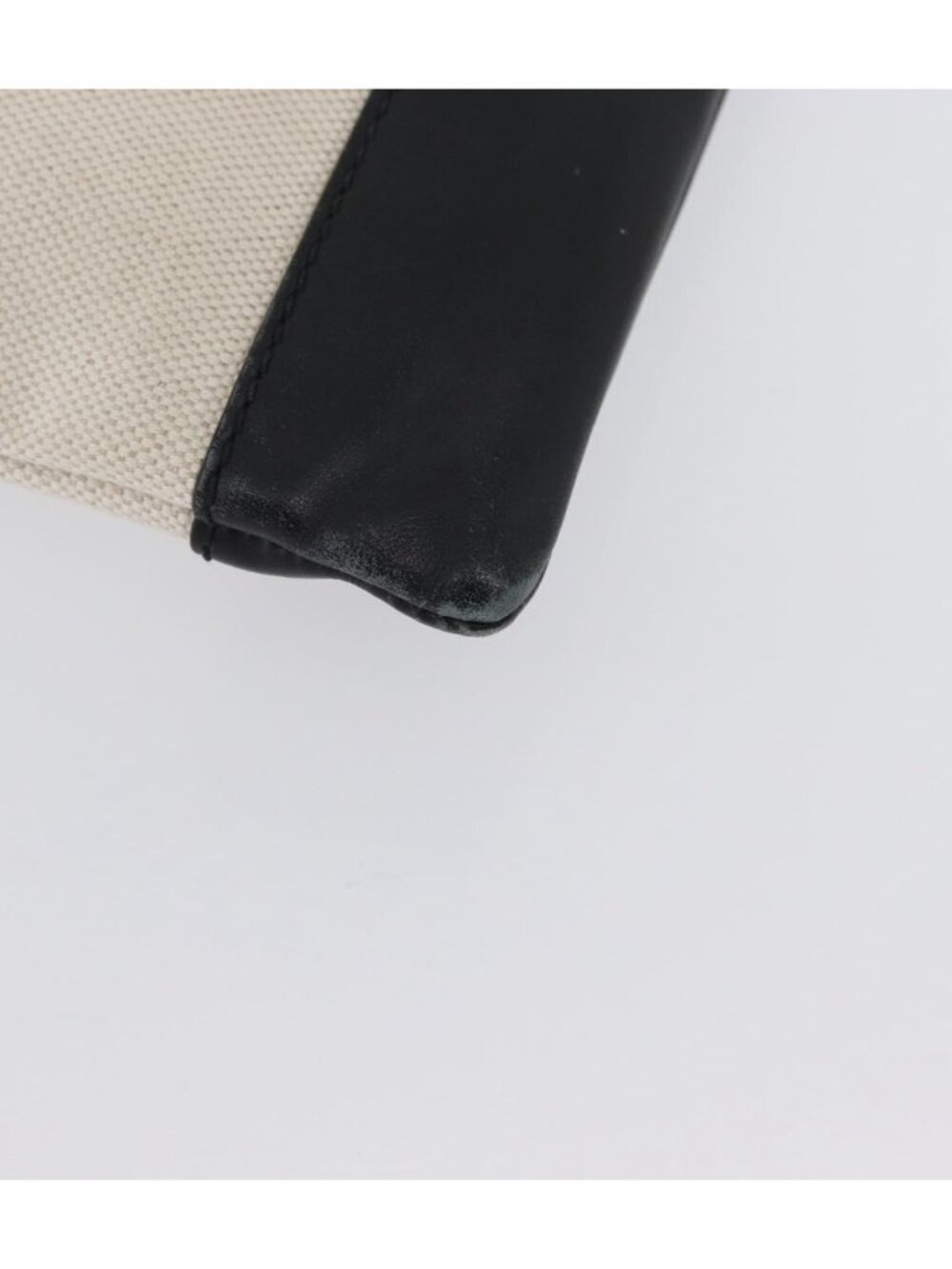 BALENCIAGA Navy clip M Clutch Bag Canvas Leather Beige Black 373834 - Picture 13 of 16